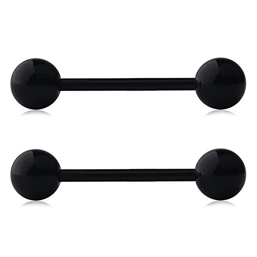 14G 16mm Acrylic Nipple Tongue Barbell Ring Body Piercing Jewelry Retainer 2-6PCS - color: 2PCS - Black
