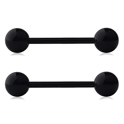 14G 16mm Acrylic Nipple Tongue Barbell Ring Body Piercing Jewelry Retainer 2-6PCS - color: 2PCS - Black