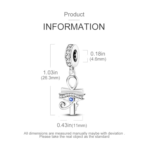 MULA 925 Sterling Silver Charms for Bracelets and Necklace Family Pendants | Airplane Travel Dangle Beads Family Tree Jewelry Charms for Women - color: Horus Eye