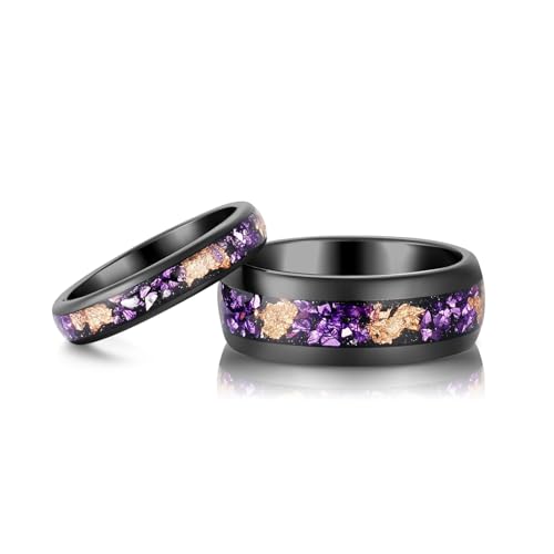 4mm 6mm 8mm Tungsten Rings With Various Inlay Materials Couples Matching Engagement Wedding Promise Matching Ring Set for Women Men - color: Rose Foil 8mm
