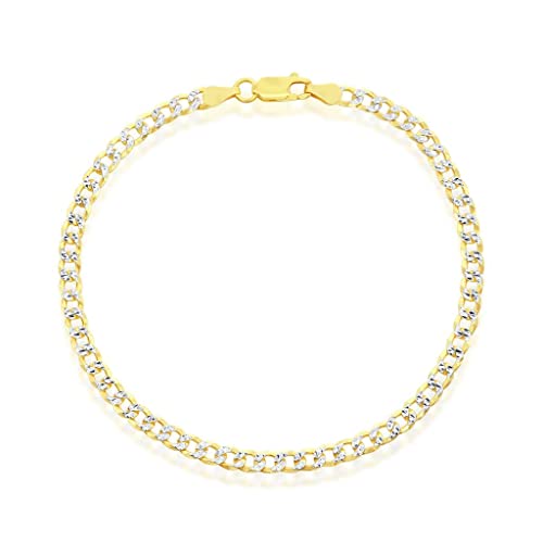 14K Gold Plated Chains – Pave Figaro/Figaro/Cuban/Marina/Franco/Cross/Butterfly/Hearts & Beads/Elephant Charms Rolo 9”/9+1” Anklets – Jewelry for Women or Teens - style: 9" - 4mm Pave Cuban