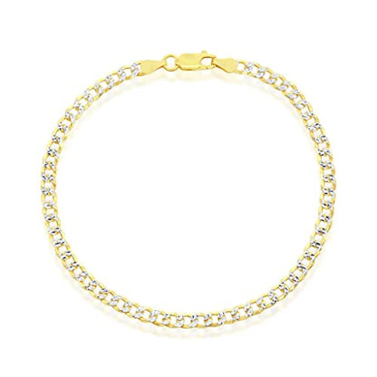 14K Gold Plated Chains – Pave Figaro/Figaro/Cuban/Marina/Franco/Cross/Butterfly/Hearts & Beads/Elephant Charms Rolo 9”/9+1” Anklets – Jewelry for Women or Teens - style: 9" - 4mm Pave Cuban
