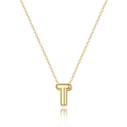 Initial Necklaces for Women Bubble Gold Silver Letter Necklace Dainty Personalized Charm Pendant Name Necklace Cute Non Tarnish Fashion Accessories Teen Gift Trendy Stuff Jewelry Gifts - color: Gold, style: T