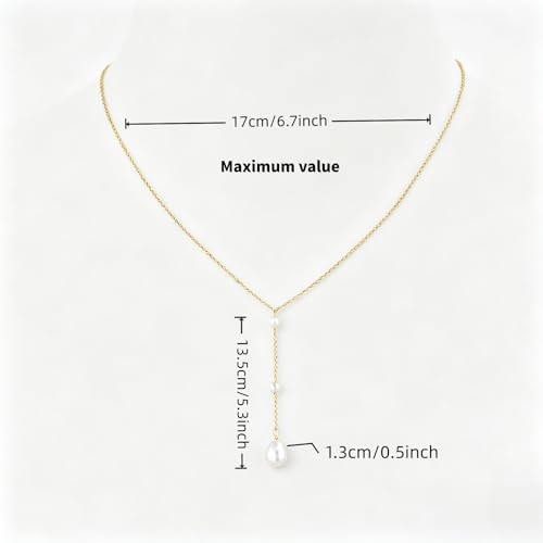 Gold Drop Pearl Necklaces for Women，Dainty Pearl Choker Necklace 14k Gold Plated Charm Prom Pearl Necklaces Jewelry Gifts for Women - color: 3pearl