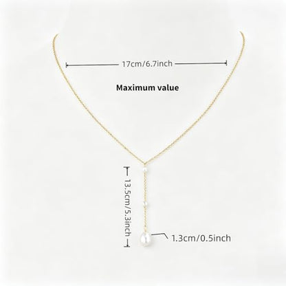 Gold Drop Pearl Necklaces for Women，Dainty Pearl Choker Necklace 14k Gold Plated Charm Prom Pearl Necklaces Jewelry Gifts for Women - color: 3pearl