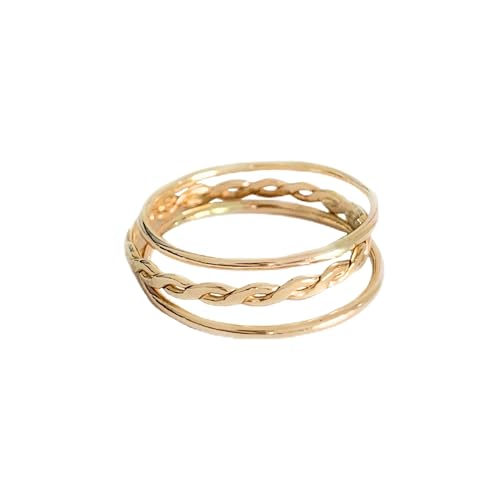 Braid Stack Fitted Toe Rings Gold Filled or Sterling Silver - Three Stackable Rings - Wear on Toe, Finger, Thumb or Knuckle