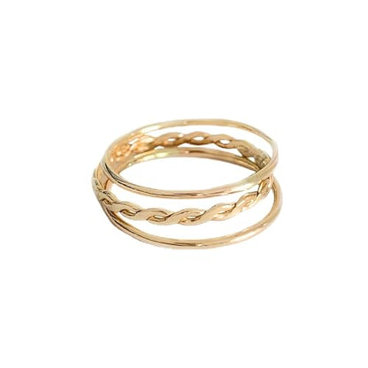Braid Stack Fitted Toe Rings Gold Filled or Sterling Silver - Three Stackable Rings - Wear on Toe, Finger, Thumb or Knuckle