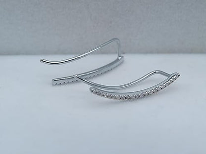 Dazzlingrock Round White Natural Diamond Crawler Climber Earrings | 0.18 Ctw | Women - color: White Gold, size: 10K - Metal Stamp