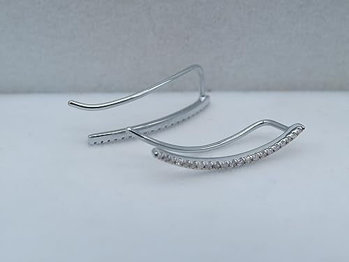 Dazzlingrock Round White Natural Diamond Crawler Climber Earrings | 0.18 Ctw | Women - color: White Gold, size: 14K - Metal Stamp