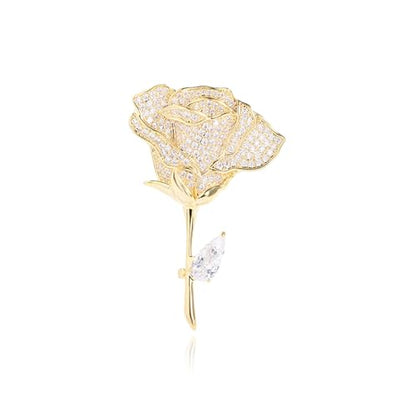 Rhinestone Flower Brooch Cute Floral Crystal Pearl Brooches and Pins for Women Gold brooch Fashion Jewelry for Women Men Gift - color: Golden rose