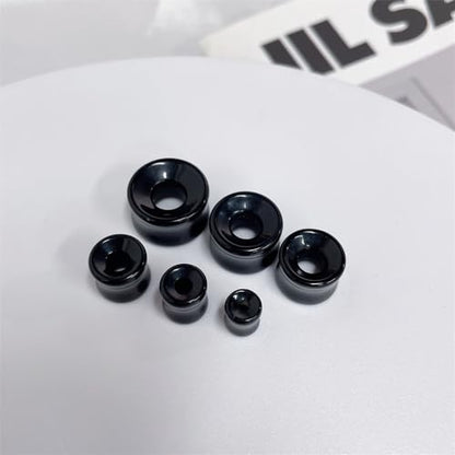 Hollow Black Obsidian Natural Stone Ear Plugs Gauges Tunnel Expanders Stretcher Saddle Organic Agate Double Flared Flesh Earrings for Men Women Fashion Piercings Body Jewelry Gift - size: 00g(10mm)