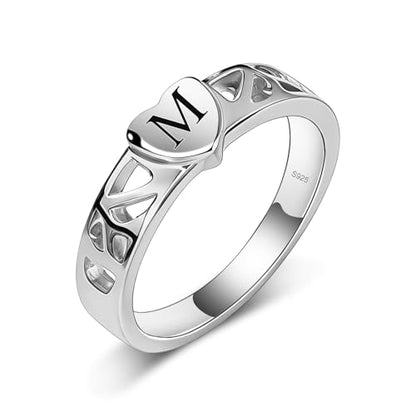 S925 Sterling Silver Personalized Initial Signet Ring Customized Letter With Birthstones Band Engraved Stacking Rings for Mother Daughter Wife Birthday Wedding Engagement Promise Ring - color: Style 2