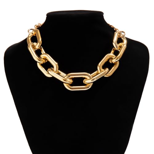Chunky Gold Chain Necklace for Women Big Chunky Choker Necklace Gold Cuban Link Chain Necklaces Punk Hip-Hop Necklaces Costume Jewelry Gift - color: Gold02
