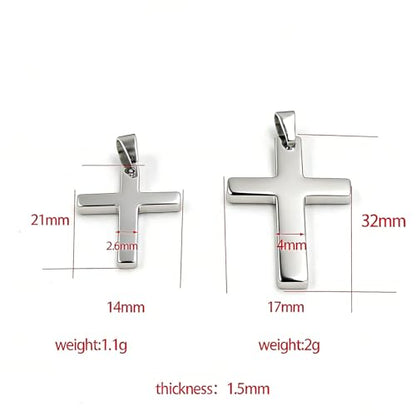 Stainless Steel No Tarnish Cross Pendant Charm Christian Jewelry for Women Men Jewelry Making Necklace Bracelet Silver - style: Big Size:17mm*32mm