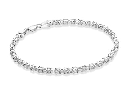 Miabella Italian 925 Sterling Silver 3mm Solid Square Byzantine Bracelet for Men Women, 925 Handmade in Italy - style: Length 8.5 Inch