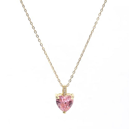 Heart Birthstone Necklace for Women, 14K Gold Plated Birthstone Pendant Necklace Cubic Zirconia Diamond Necklace Dainty Gold Necklace Birthday Gifts for Women Girls - color: 10. October(Pink Tourmaline)
