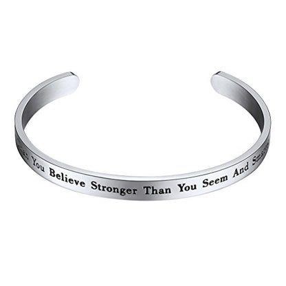 PROSTEEL Stainless Steel Cuff Bracelet You Are Braver Stronger And Smarter Men Women Faith Scripture Christmas Gift Inspirational Cuff Bangle Adjustable