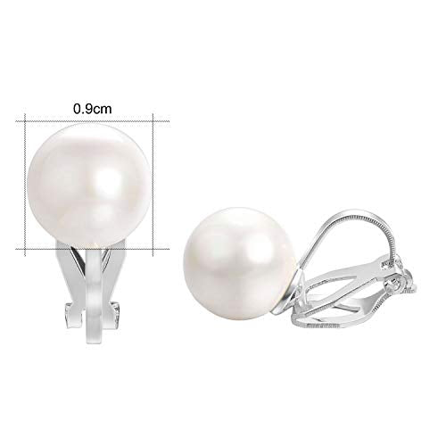 Yoursfs 10mm Tiny Pearl Clip On Earrings for Women 18K Gold Plated Faux Pearls Bridal Earring Fashion Wedding Jewelry - color: Silver 1.0CM Pearl