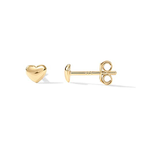 PAVOI 14K Gold Plated Dainty Stud Earrings for Women, Small Piercing Studs | Hypoallergenic Earrings with 925 Sterling Silver Posts - Bar, Dot, Heart, Triangle, Star & Cat Stud Earrings - style: Heart Mini