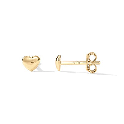 PAVOI 14K Gold Plated Dainty Stud Earrings for Women, Small Piercing Studs | Hypoallergenic Earrings with 925 Sterling Silver Posts - Bar, Dot, Heart, Triangle, Star & Cat Stud Earrings - style: Heart Mini