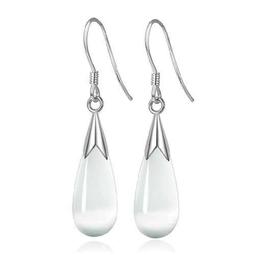 925 Sterling Silver Dangle Earrings with Charms Heart, Water drop, Moon, Star Long Drop Earring for Women Jewelry Gifts Hypoallergenic - color: stone waterdrop-white