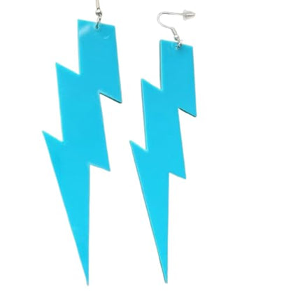 80s 90s Neon Earrings Fluorescence Retro Acrylic Lightning Drop Dangle Earring for Women Party Jewelry - color: blue