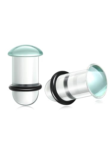 Aumeo One Pair Glass Gauges for Ears Single Flare Glass Plugs for Women and Men - color: Clear, size: 8mm