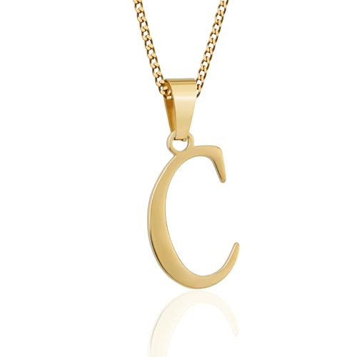 Suweibuke Initial Necklace for Men Women Boys Girls, 18K Gold Plated 26 Letters Pendant Necklace, Personalized Jewelry Gifts - color: Gold--1C