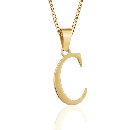 Suweibuke Initial Necklace for Men Women Boys Girls, 18K Gold Plated 26 Letters Pendant Necklace, Personalized Jewelry Gifts - color: Gold--1C