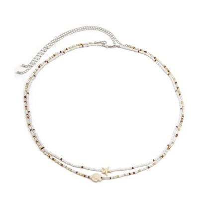 14K Gold Plated Belly Chain Layered Adjustable Waterproof Sparkling Sequin Body Chain Sparkling beads Sexy Bikini Waist Chain With Scalable Elastic Rope - Aqua Brown Golden - color: 2 Layers Brown
