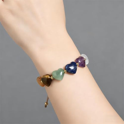 Heart Crystal Bracelet,Natural Gemstone Healing Bead Bracelet | Handmade Jewelry Gifts for Women Men,Graduation Gift for Her - color: L Love Bracelet