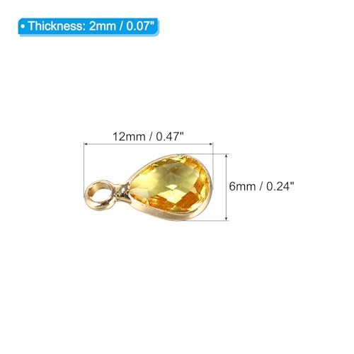 PATIKIL Birthstone Charm Beads Drop Pendant, Handmade Birthstone for Personalized Earrings Bracelet Necklace - color: Golden Tone, size: 0.47" x 0.24"