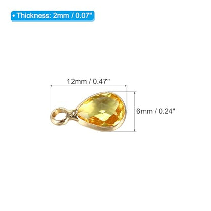 PATIKIL Birthstone Charm Beads Drop Pendant, Handmade Birthstone for Personalized Earrings Bracelet Necklace - color: Golden Tone, size: 0.47" x 0.24"
