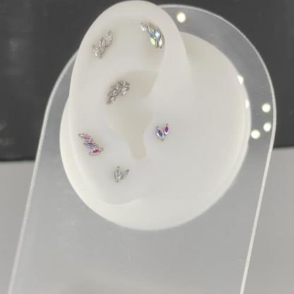G23 Titanium Flat Back Earrings Studs 16g F136 Implant Grade Titanium Labrets Press Fit Threadless Push In Dainty Cartilage Helix Conch Lobe Lip Tragus Piercing Jewelry - style: 1pcs 3eye AB