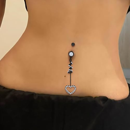 Vsnnsns 14G Clicker Belly Button Ring Piercing Jewelry 316L Stainless Surgical Steel Diamond CZ Navel Rings Clear CZ Clip Belly Button Ring Piercing Jewelry for Women Men 14 Gauge 10MM 12MM - color: 12MM-Black-CZ