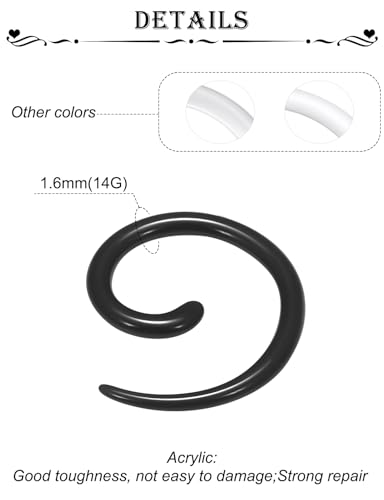 14-00G Ears Gauges Tunnels Plugs for Women Acrylic Spiral Snail Ear Gauge Septum Stretching Kit Earring Expander Stretcher Earrings Piercing Jewelry for Women Men - style: 14G Tapers
