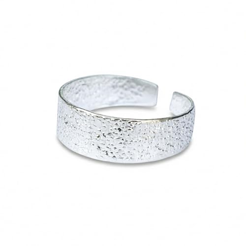 Sterling Silver Toe Ring, Adjustable Open Band, Handmade | Fits Toe, Knuckle or Pinky Ring | One Size Fits Most | Comfortable to Wear | Minimalist Style | Water Resistant - style: Sandblasted Band