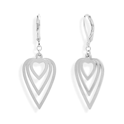 Jean Beau Drop Hoop Earrings for Women, Fasion Jewelry Gift - color: Sliver Hearts