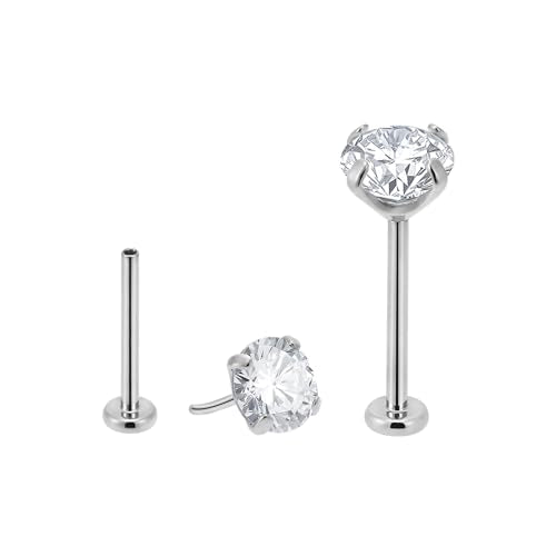 20g/18g/16g Titanium Press Fit Threadless Push in Labret Stud