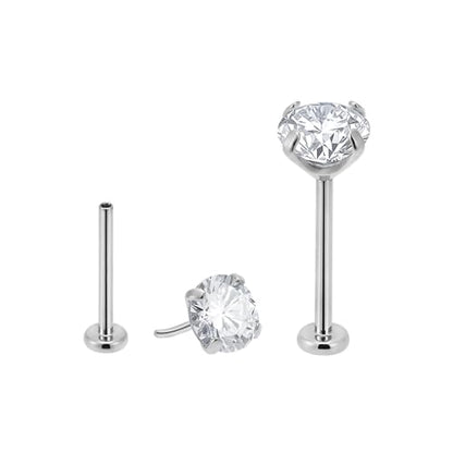 20g/18g/16g Titanium Press Fit Threadless Push in Labret Stud