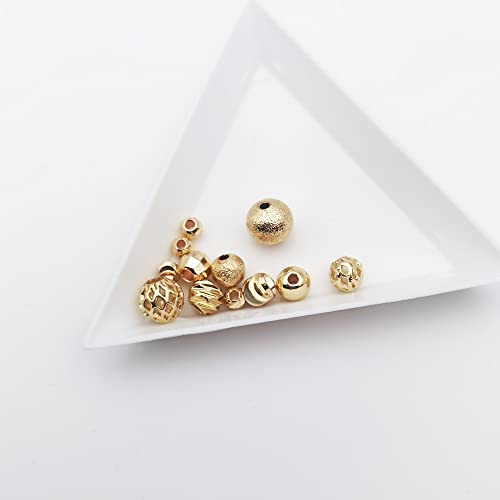 INSPIRELLE 120pcs Spacer Beads Gold Plated Round and Oval Beads | Long-Lasting for Jewelry Bracelet Necklace Making - color: 120x Round Oval