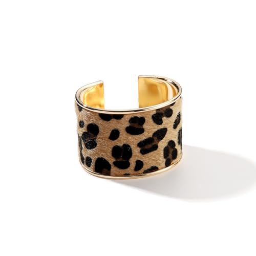 COLORFUL BLING Metal Punk Leopard Print Bangle Bracelet for Women Wide Chunky Gold Stackable Wrapped Open Cuff Bracelets Wristband Statement Jewelry - style: style 3