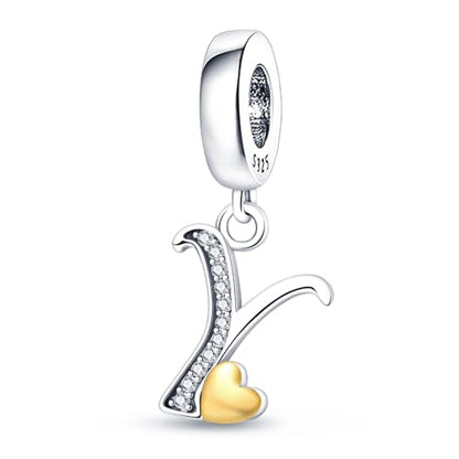 HappyStar Sterling Silver Letter Charms for Bracelets Alphabet Initial Dangle Charms Bead fit Pandora Bracelets Jewelry Gifts for Women - color: Letter charms Y