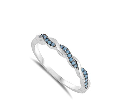 CHOOSE YOUR COLOR Sterling Silver Infinity Knot Ring - color: Simulated Turquoise