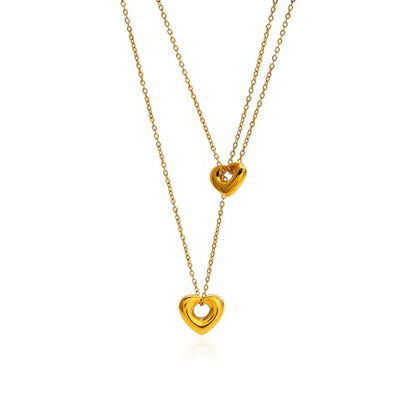 CTRLZTEAM Layered Necklaces for Women Gold Silver Snake Chain Pendant - style: Double Layer Puffed Heart Pendant