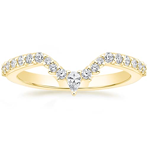 Mameloly Wedding Bands for Women Curved 14K Gold Plated Dainty Stackable Cubic Zirconia Half Eternity CZ Engagement Rings for Her Size 3-12 - color: 14K Gold Plated