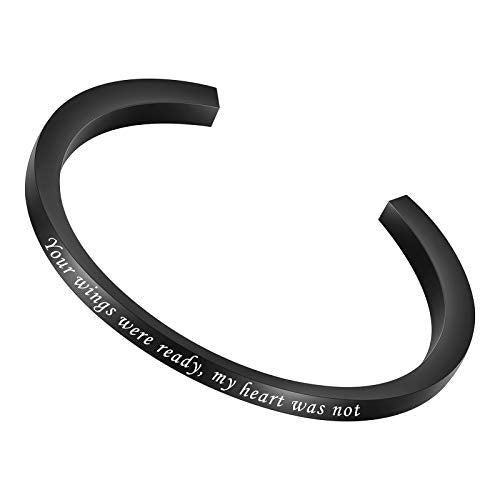 Dletay Urn Bracelet Cremation Bracelet for Ashes Memorial Ashes Bracelet Openable Cuff Bangle Bracelet - color: Your wings-Black
