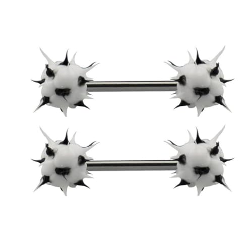 14G Colorful Silicone Spike Ball Nipple Rings for Women 316L Stainless Steel Nipple Tongue Straight Barbell Statement Nipplerings Tongue Studs Body Piercing Jewelry - style: Style4