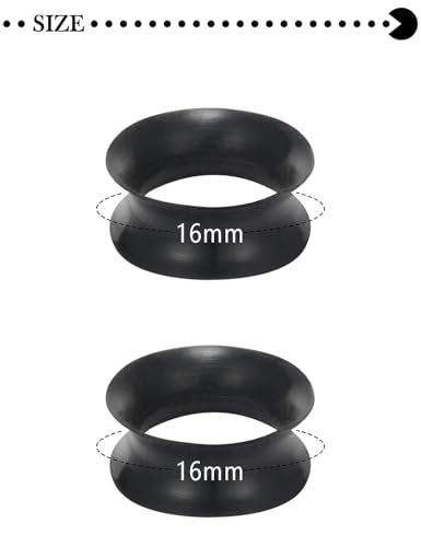 10G-50mm Thin Black Silicone Ear Gauges Tunnels Rubber Ear Plugs Gauges Double Flared Flexible Tunnel Earrings for Women Men - color: 16mm = 5/8 inch