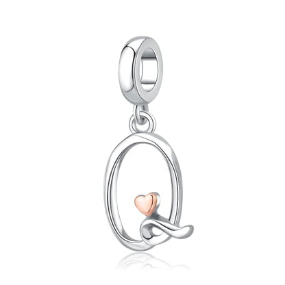 Letter Charms for Pandora Bracelets 925 Sterling Silver Alphabet Initial Charms Bead Jewelry Gift for Women - style: Initial Q